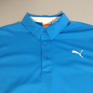 Vintage Puma Golf Polo Aqua Blue White Logo (M)